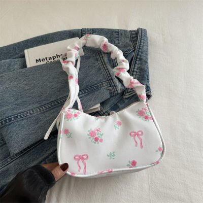 Korean Floral Women’s Bag Printed Zipper Small Shoulder Bag